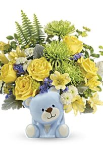 Teleflora's Joyful Blue Bear Bouquet