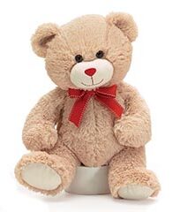 12" TAN VALENTINE BEAR WITH RED BOW