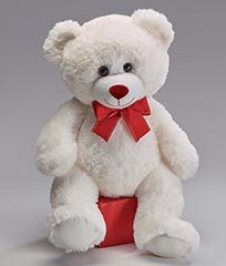15" WHITE VALENTINE BEAR WITH RED BOW
