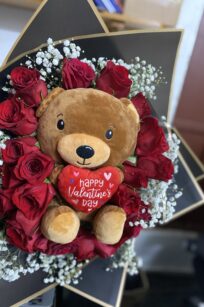 Bear and Rose Bouquet