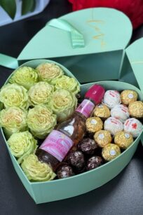 Rose, Wine and Chocolate Heart Box